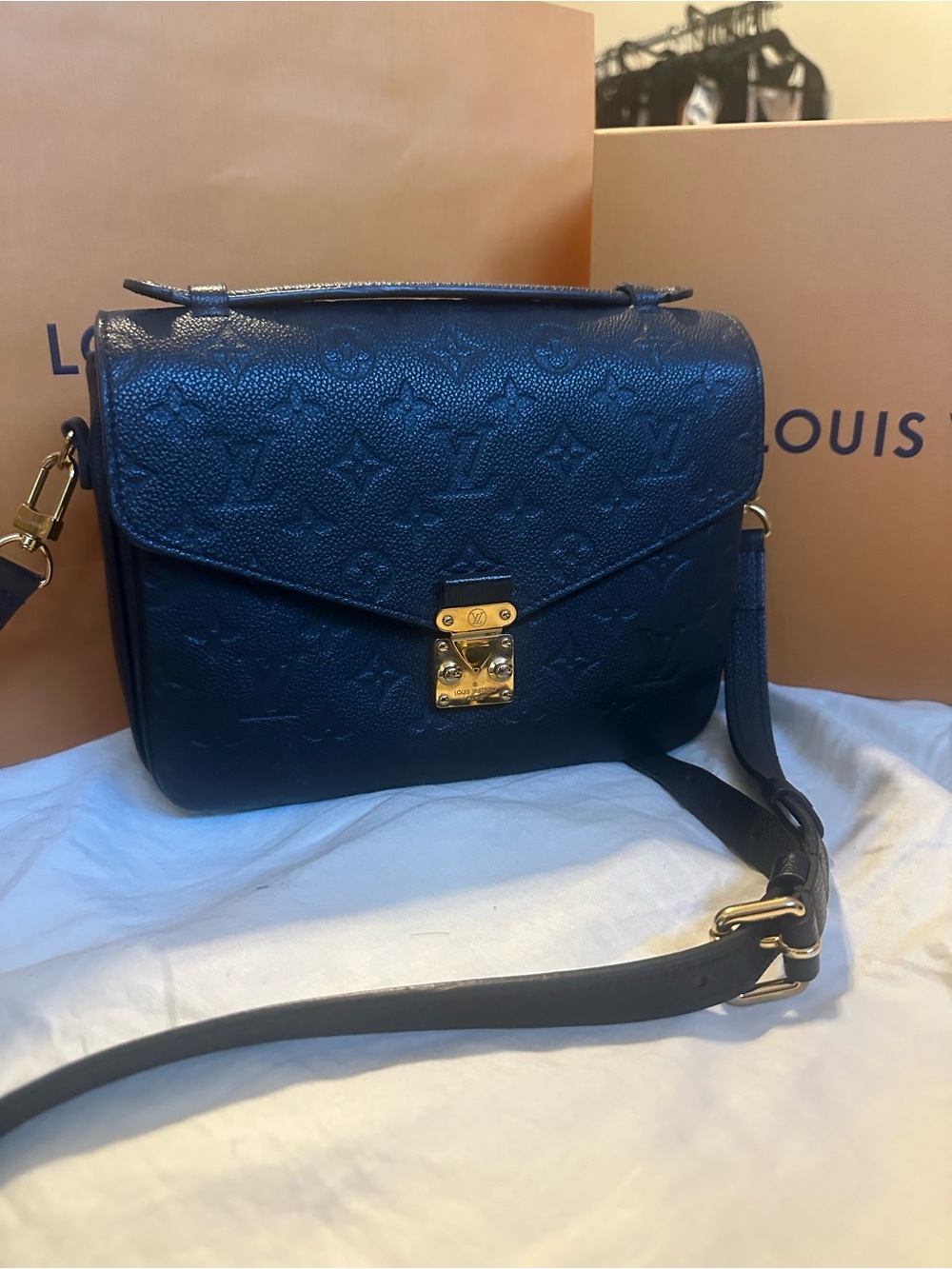 Louis Vuitton Blue Embossed Monogram Small Crossbody Bag